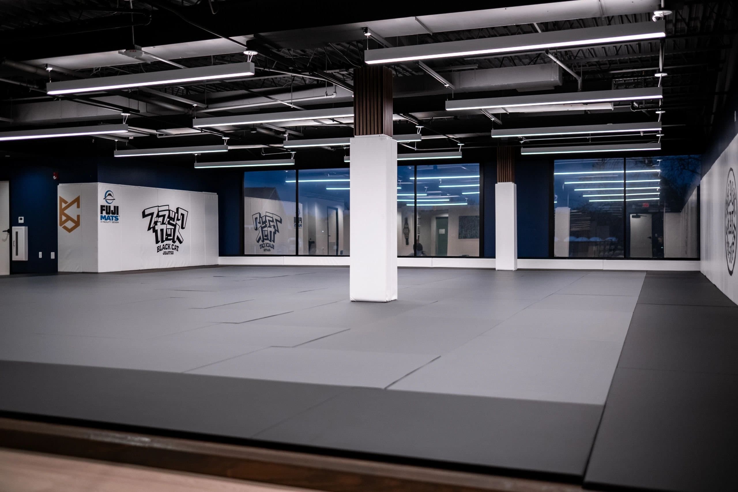 Inside the Black Cat Jiu Jitsu mat room in Springfield, VA, the academy serving Burke.